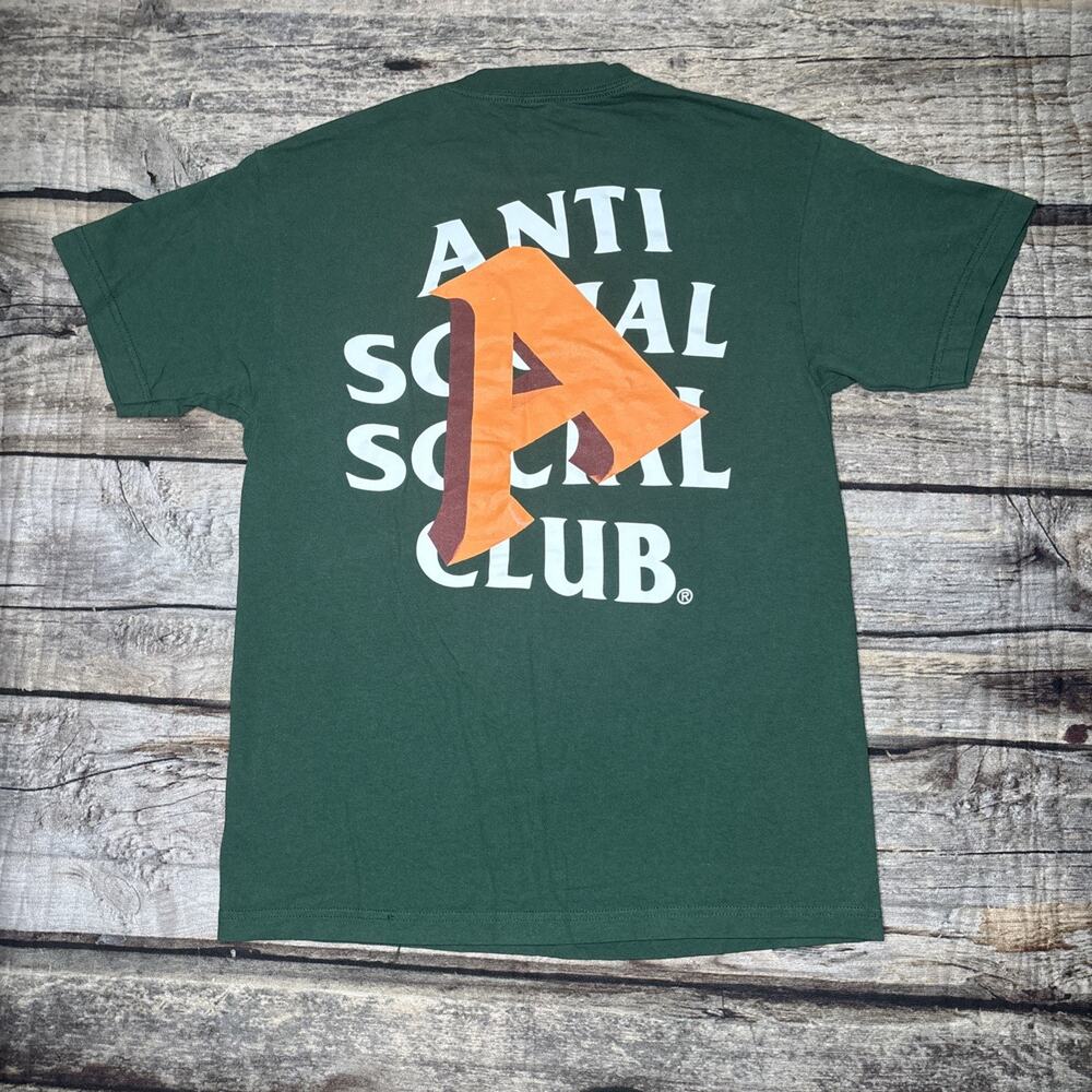 Anti Social Social Club A Is For Tee Forest Green SS23 Orange Logo ASSC Medium